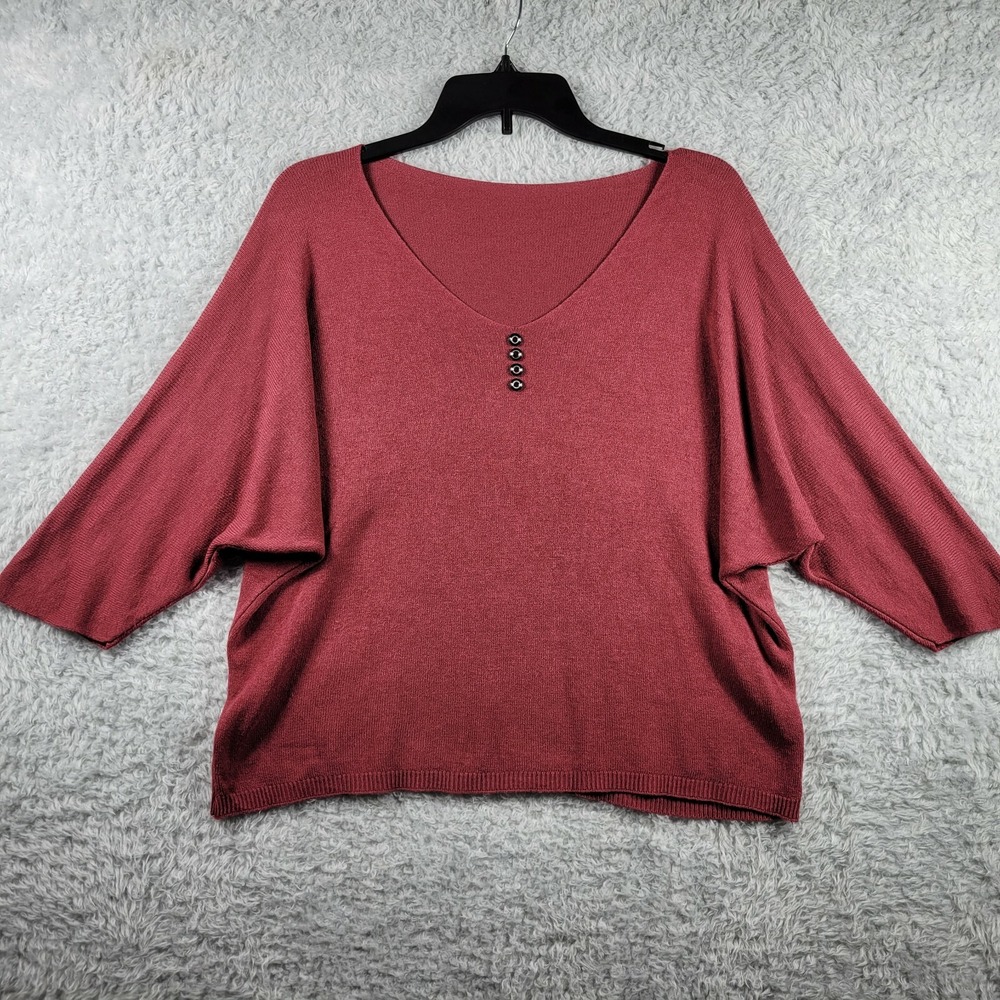 Maglificio Miss Eleven Sweater Womens M Burgundy Dolman Sleeve V-Neck Italy